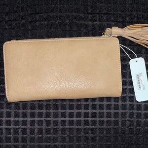 Elegant Tan Leather Clutch/ Wallet by Charming Charlie